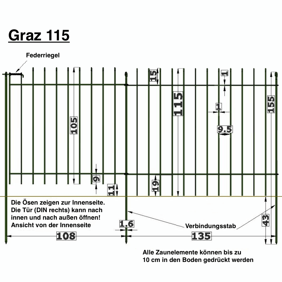 Datenblatt Hundezaun/Gartenzaun Graz 115