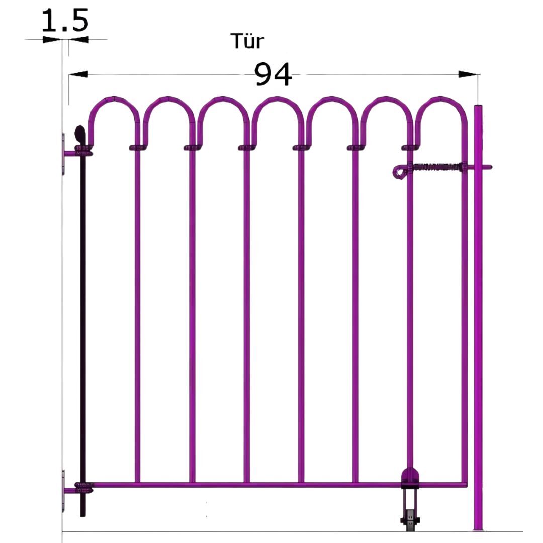 Zeichnung: Tuer Vienna mit 2 Wandhaltern auf der Wand montiert Zeichnung: Tuer Vienna mit 2 Wandhaltern auf der Wand montiert