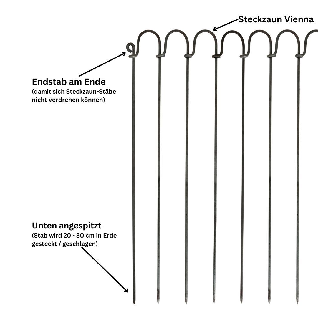 Steckzaun Vienna - Stecksystem aus einzelnen Staeben mit Endstab