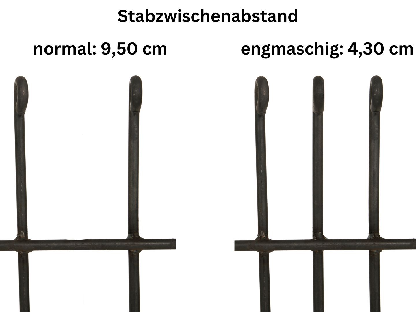 Vergleich Stabzwischenabstaende des Zaun Graz - normal und engmaschig