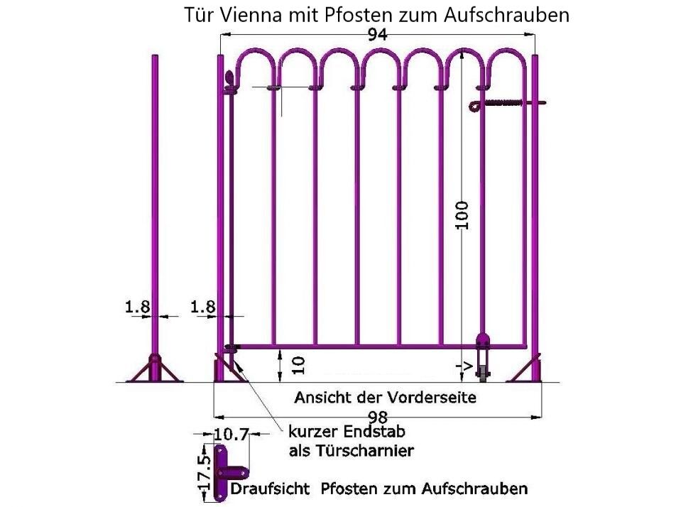 Datenblatt Pfosten zum Aufschrauben für die Tür Vienna