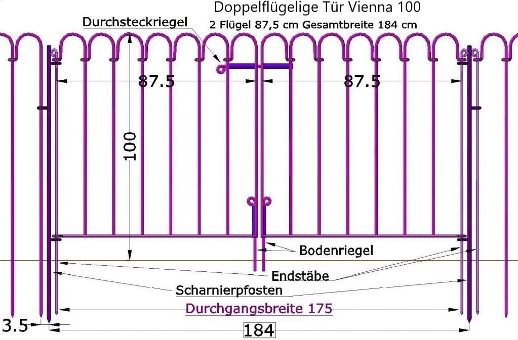 doppeltor_steckzaun_Z Datenblatt Doppelflügelige Tür Vienna 100