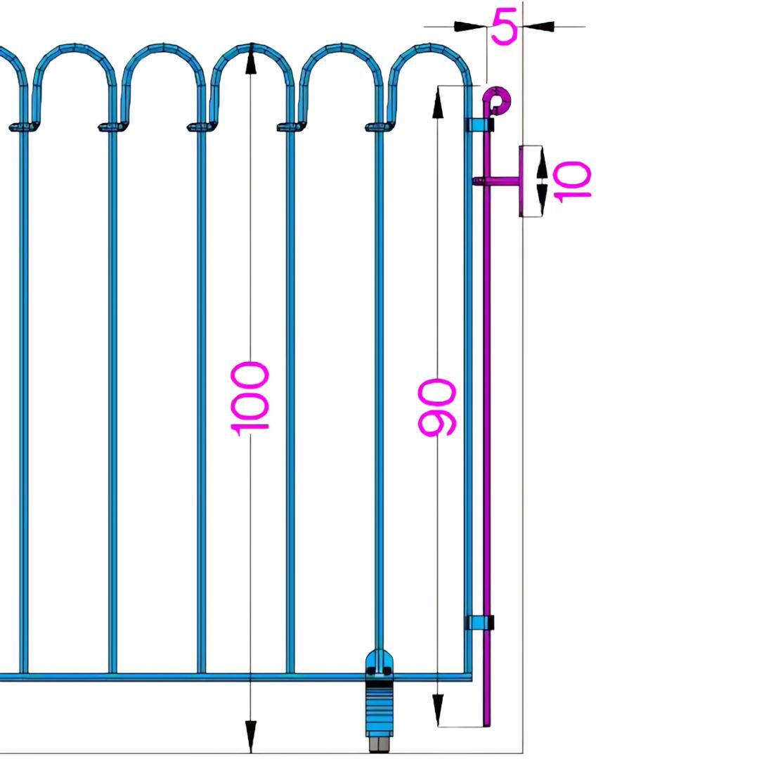 Zeichnung: Wandmontage des Poolfixelements mittels Wandhalter und Endstab Zeichnung: Wandmontage des Poolfixelements mittels Wandhalter und Endstab