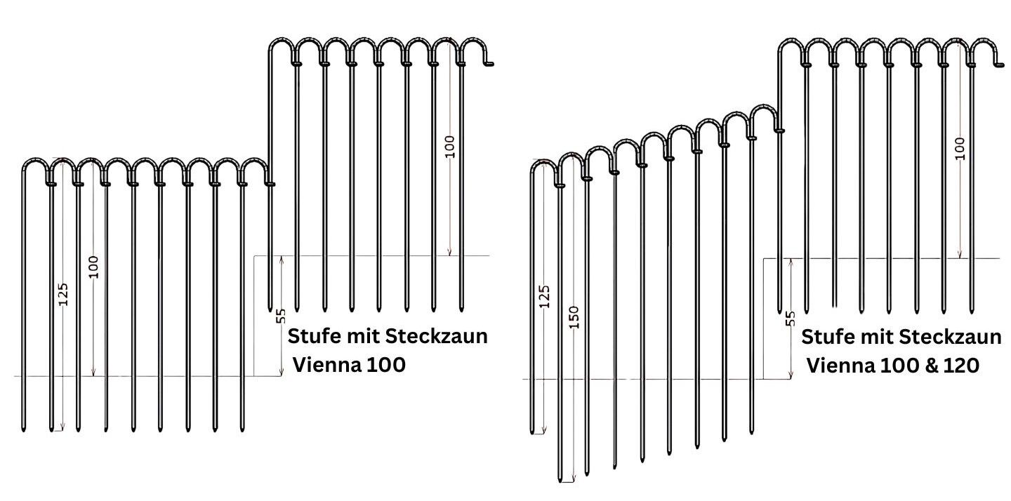 Stufe mit dem Steckzaun Vienna 100 und 120 Stufe mit dem Steckzaun Vienna 100 und 120