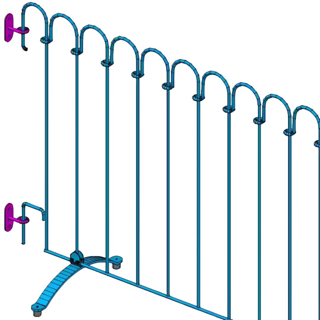 Zeichnung: Wandmontage des Poolfixelements mittels Wandhalter