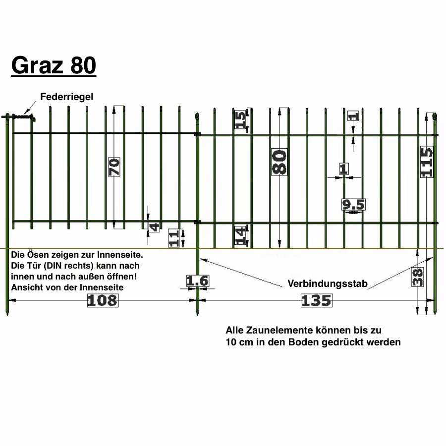 Datenblatt Hundezaun/Gartenzaun Graz 80 