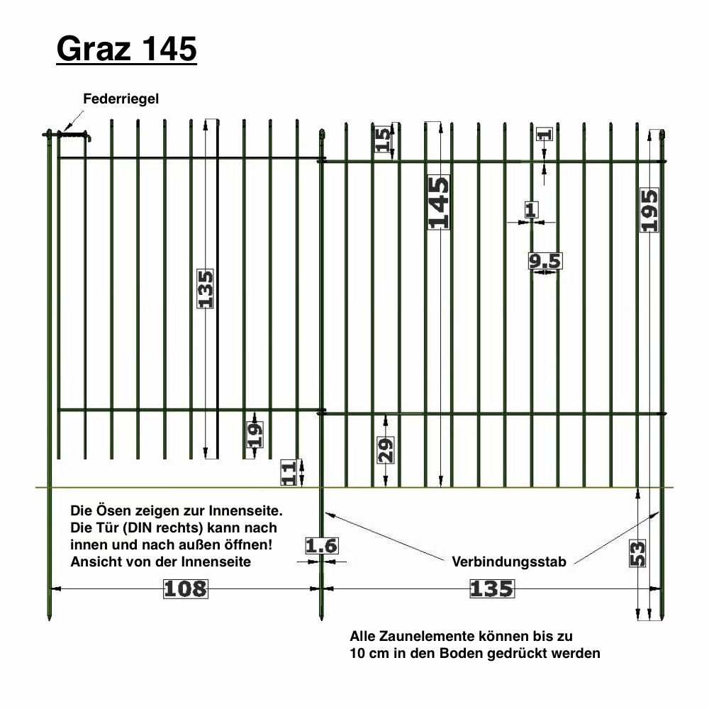 Datenblatt Hundezaun/Gartenzaun Graz 145 