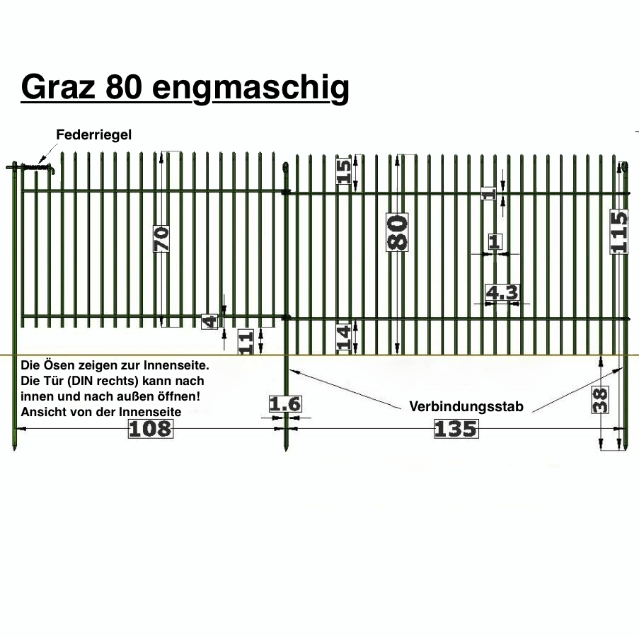 Datenblatt Hundezaun/Gartenzaun Graz 80 engmaschig